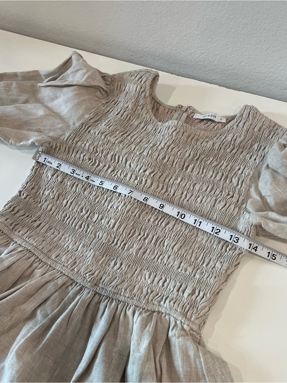 DISSH Kennedy Natural Linen Mini Dress Beige Sleeveless Feminine Casual Size 8 - Picture 7 of 8